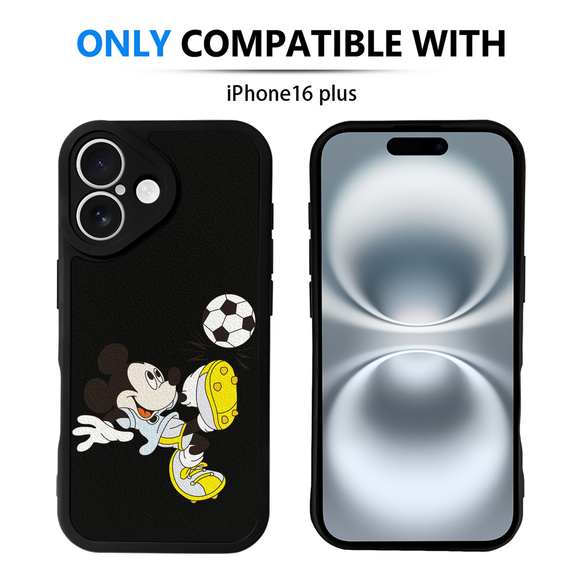 （画像用） ミッキーマウス Mickey Mouse 【iPhone 16シリーズ対応】シリコンスマホケース（レザー調） 材質：シリコン
